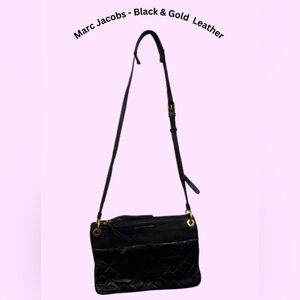 Marc Jacobs Black and Gold Cross Body Leather Bag
